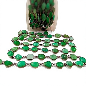 Connecteur en chrysoprase naturel, forme irrégulière, briolette facettée, chaîne de connecteurs à sertissage, 12 à 14 mm, chaîne à sertissage pour pierres précieuses - Product Image 1