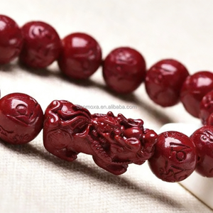 Pulsera de Cuentas de Cinabrio Natural en Forma de Placa, con Diseño de Pixiu Simple y Doble, Mantra de Seis Caracteres, Unisex, Regalo, Venta al por Mayor - Product Image 5