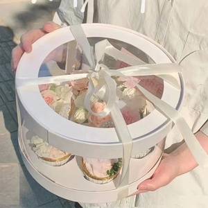 Boîte à cupcakes ronde en plastique blanc personnalisable XJH, matériaux recyclés pour anniversaires, mariages et sushis - Product Image 2