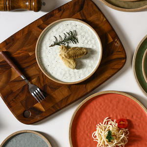 Plato de Postre de Cerámica Rústica Japonesa Vintage, Platos Redondos Mate de 7, 8, 9, 10 y 11 Pulgadas para Restaurante - Product Image 5