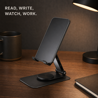 Support de téléphone en acier au carbone 360 °   Support rotatif pliable réglable en hauteur antidérapant pour tablette, bureau, lecture, vente en gros