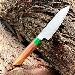 Couteau de chef unique en acier Damas Cooper fait main avec manche en bois et étui en cuir – Couteaux utilitaires et de chasse en gros - Product Image 1