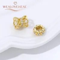 Perles d'espacement en laiton plaqué or 14K avec zircon et rétention de couleur longue durée pour la fabrication de bijoux et bracelets DIY