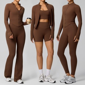 Conjunto de yoga exclusivo transfronterizo - Traje deportivo altamente elástico y transpirable - Conjunto deportivo moldeador de tres piezas - Product Image 5