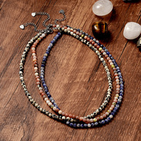 Collier ras de cou minimaliste en pierre précieuse ronde de 4 mm, collier en pierres naturelles fait à la main, collier à perles, cadeau d'amitié tendance