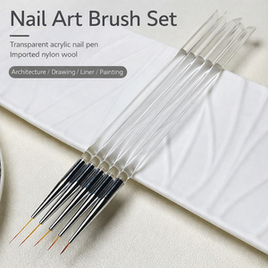 Ensemble de pinceaux à ongles à manche transparent, poils en nylon ultra-fins, pour la peinture au gel, stylo liner long et court pour la décoration des ongles en salon - Product Image 3