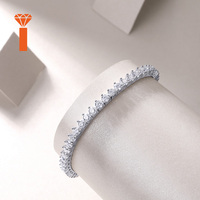 Bracelets pour femmes Hip Hop en argent S925 plaqué rhodium, style Cuban Link, entièrement pavés de moissanite ronde, avec fermoir boîte lourd, luxe glacé