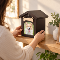 Urne funéraire moderne Zheng Xin en bois en forme de petite maison avec cadre photo pour cendres d'animaux, pour chats et chiens