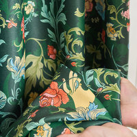 Rideaux occultants William Morris Acanthus Vert Forêt Doré Plissés pour Salon, Vente en Gros au Mètre