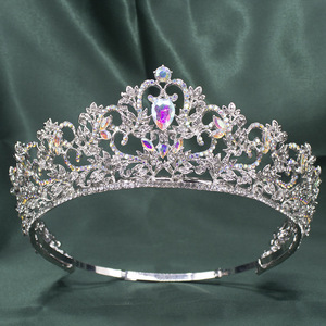 Shiny Floral Hollow Design Multi Color Crystal Tiara <b>Silver</b> <b>Crown</b> For Beauty Contest Wedding Decoration - Product Image 6
