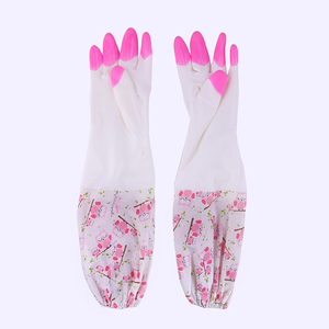 ホットメールロングピンク暖かいコットンPVC家庭用ゴムSarung Tanganカスタマイズプラスチック手袋] - Product Image 4
