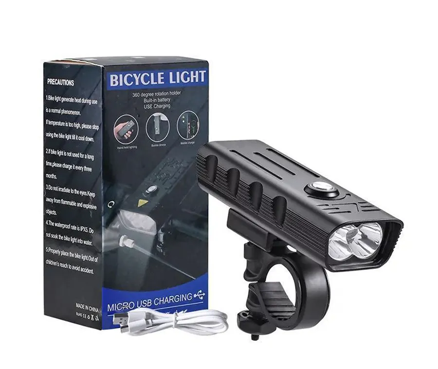 10000mAh Power Bank Bike Light 3000 Lumens bicycle accessories 5T6 LED Super Bright bicycle light and Rear light