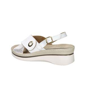 Sandali con Zeppa Novaflex da Donna Villasanta in Pelle Beige, Calzature Estive Comode con Plateau - Product Image 3