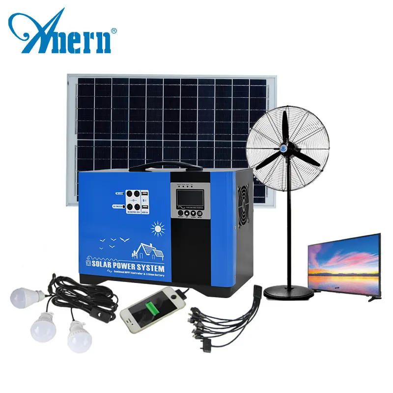 Anern-minikit de iluminación para el hogar, panel generador de energía solar de 1kW