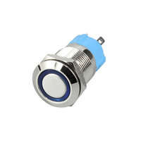 Interrupteur à bouton-poussoir métallique 12 mm, étanche IP65, à verrouillage, 12 V, éclairé par LED, 4 broches, normalement ouvert