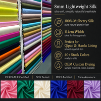 Tissu Habotai 100% Soie 8 Momme Personnalisé avec Logo, Teint, 114cm, pour Doublure de Robe de Mariée et Hanfu, Vente en Gros, OEM ODM, Certifié GOTS OEKO TEX