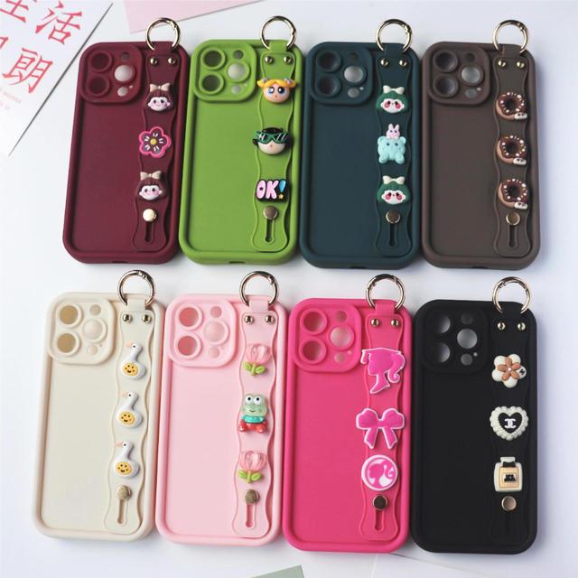 Cute 3D Cartoon TPU Phone Case with Wrist Strap Bracket DIY Cartoon Pattern for Infinix Tecno Mobiles