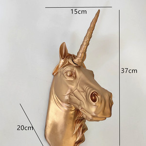 Gold <strong>Unicorn</strong> Resin Animal Head Wall <strong>Decor</strong> Ready to Hang 14.5 Inches - Product Image 3