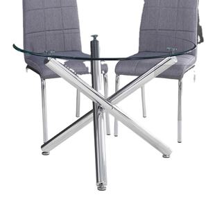 Precio de fábrica barato moderno de vidrio templado redondo Mesa de <span class=keywords><strong>Cristal</strong></span> patas de madera efecto patas mesa de comedor - Product Image 2