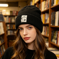 Gorro Unisex Acrílico Rasta Bordado Arco Iris Rayas Sombrero de Punto Invierno Cálido Gorro Negro