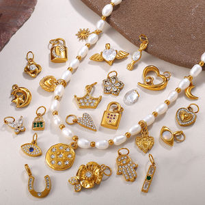 金色永恒的浪漫 | 18K PVD镀金不锈钢高品质DIY珠宝制作魅力 | 防水吊坠 - Product Image 2