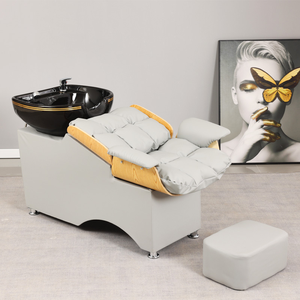 Peluquería Salón de belleza Muebles modernos Unidad de retrolavado Champú Tazón Cama Masaje Spa Champú Silla con fregadero - Product Image 1