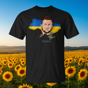 Volodymyr Zelenskyy and <b>Map</b> of Ukraine T-Shirt Promotional Product Category - Product Image 3