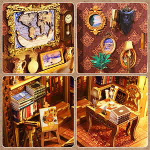 Porte-livres en bois Art Déco créatif - Puzzle 3D DIY Scène de bibliothèque miniature Artisanat anti-stress Décoration de bureau - Product Image 5