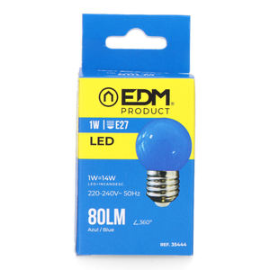 หลอดไฟ LED E27 1 วัตต์ 80 ลูเมน แสงสีฟ้า 45x69 มม. เหมาะสำหรับการตกแต่งและปรับอากาศภายในอาคาร - Product Image 1