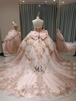 Mily Bridal MHL665 Puffy Sans Manches Grand Dos Arc Perlé Corset Rose Quinceanera Robes De Bal Robes