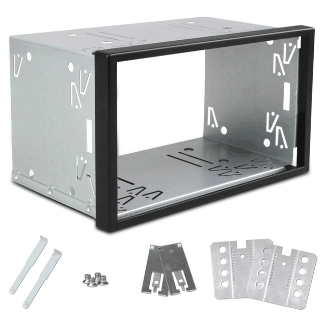 Double Din Installation Kit, Universal Double DIN Installation Cage Kit Slot Metal Car Stereo Radio Mounting Frame
