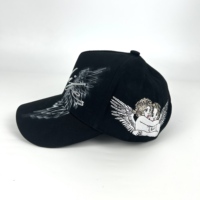 Casquette de baseball personnalisée avec ailes d'ange en sublimation, soudure haute fréquence pour logo en relief 3D