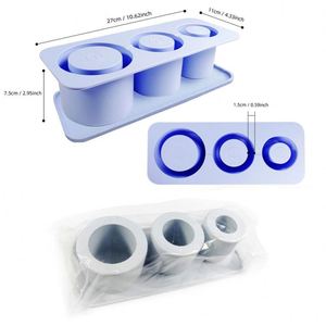 Wholesale Easy Release Ice <b>Cube</b> Tray for Tumbler Custom Logo Reusable 3 Cavity Silicone Cylinder Ice Mold With Lid for Freezer - Product Image 4