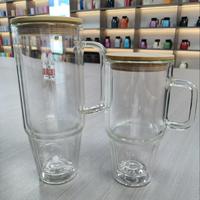 Gobelet en verre globe de neige de 32oz 40oz par sublimation tasse à café en verre SnowGlobe à double paroi avec poignée pour paillettes