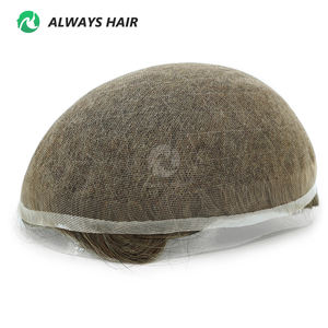 ハイスタンダード完璧なブリーチドノットフレンチレース男性用トゥーピー人毛パッチインド髪30 mm波 - Product Image 1