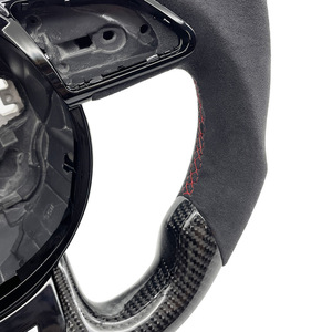 <span class=keywords><strong>Volante</strong></span> Deportivo de Fibra de Carbono Estándar para Audi A4B8S, Línea Roja Semi-Turned, Sin Botones, Sin Levas, Parte Inferior Derecha - Product Image 2