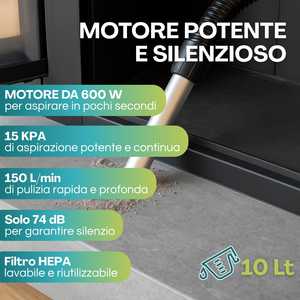 Aspirateur à cendres électrique 10 litres 600 W avec filtre HEPA pour le nettoyage des cheminées - Product Image 5