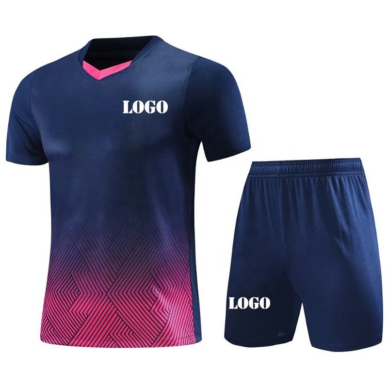 Custom Navy Blue Pink Soccer Jersey Thailand Quality