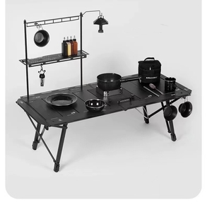 Portable <strong>Adjustable</strong> Height Aluminum IGT <strong>Table</strong> with Carrying Bag for Outdoor <strong>Folding</strong> <strong>Picnic</strong> &amp; Camping in Kitchen or Exterior Use - Product Image 1