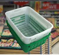 Panier de rangement en matériau écologique Panier de supermarché en plastique Panier de style à la mode pour fruits et légumes