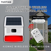 Alarme sonore et visuelle sans fil à énergie solaire avec une durée de veille extrêmement longue et une fonction d'avertissement sonore et visuelle puissante