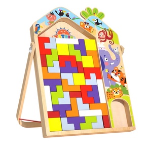 Animaux en bois Nature Building Block Puzzle Educational Intelligence Development Assembly DIY Toy 40-Piece for Boys Girls Aged - Product Image 1
