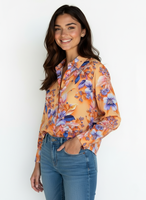 Chemise à manches longues boutonnée à imprimé floral 100% coton pour femmes, chemisier décontracté, respirant, coupe régulière pour le port quotidien au bureau