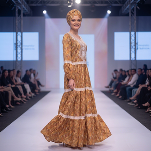 Robe longue pour femme musulmane, en rayonne imprimée, col en V, coupe classique, ornée de dentelle, motif floral africain, légère, de luxe, tenue traditionnelle d'été - Product Image 2