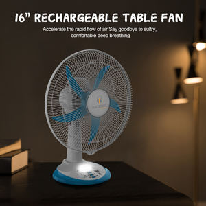 Cuja venda 16 polegadas bateria portátil recarregável mesa <span class=keywords><strong>dc</strong></span>/ac ventilador com luz led - Product Image 2