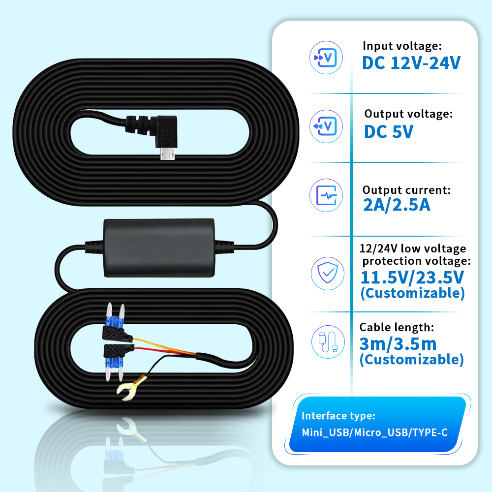 Dash Cam Hardwire Kit 5V 2.5A Type-C Support 24H Parking Power Low Voltage Protection ACC Step-down Cable Suitable for Hikvision · image 2