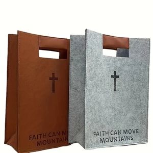 Materiale riciclato copertura bibbia Tote chiusura aperta sacra croce intagliata messaggero borsa per il trasporto per lo <span class=keywords><strong>studio</strong></span> <span class=keywords><strong>della</strong></span> chiesa - Product Image 1