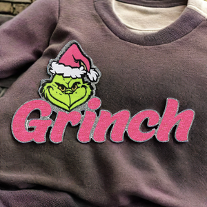 Patch en chenille <span class=keywords><strong>Grinch</strong></span> rose pailleté - Motif chapeau de Père Noël à thermocoller/coudre pour vêtements de fêtes - Product Image 2