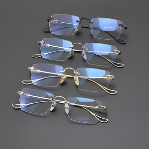 CH8114 Lunettes de Lecture d'Affaires Ultra-Légères en Titane Sans Monture Homme Femme Style Vintage Rectangulaire Lunettes de Vue de Luxe pour Homme - Product Image 5