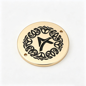 Round Metal Logo Tag Custom Sew on Clothing <b>Labels</b> for Garment Washable Wholesale Private Brand <b>Name</b> Metal Tags for Apparel - Product Image 2
